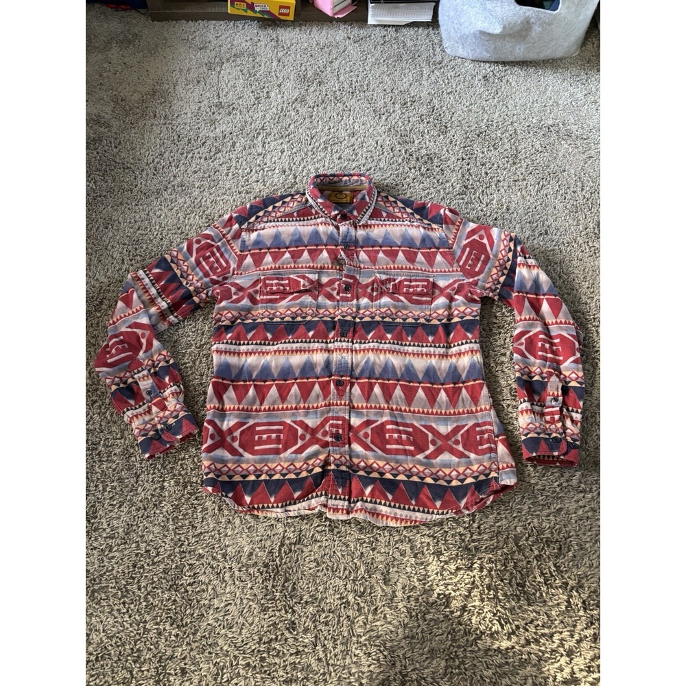 Stapleford Shirt‎ Mens Blue Red Aztec Southwestern Long Sleeve Button Up Small S
